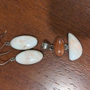 Sunstone/calcite pendant/earrings